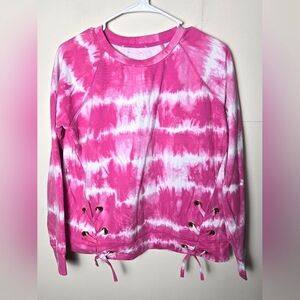 MICHAEL Michael Kors Pink & White Tie-Dye Lace-Up Sweatshirt